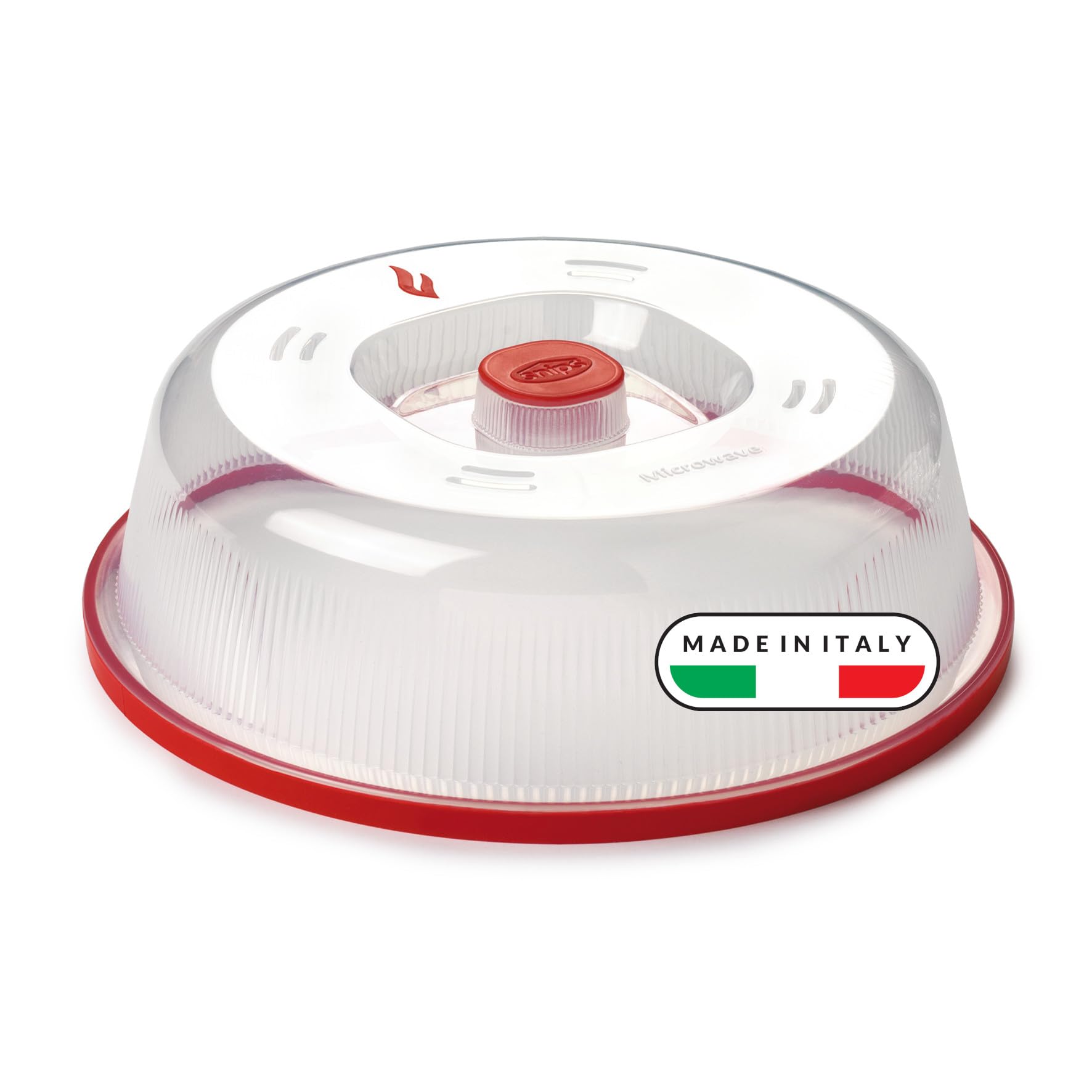 Snips, Microwave Plate Cover, Microwave Cover for Food: 26.2 x 26.2 x 7.6 cm, Microwave Plate Cover, Red and Transparent -Made in Italy