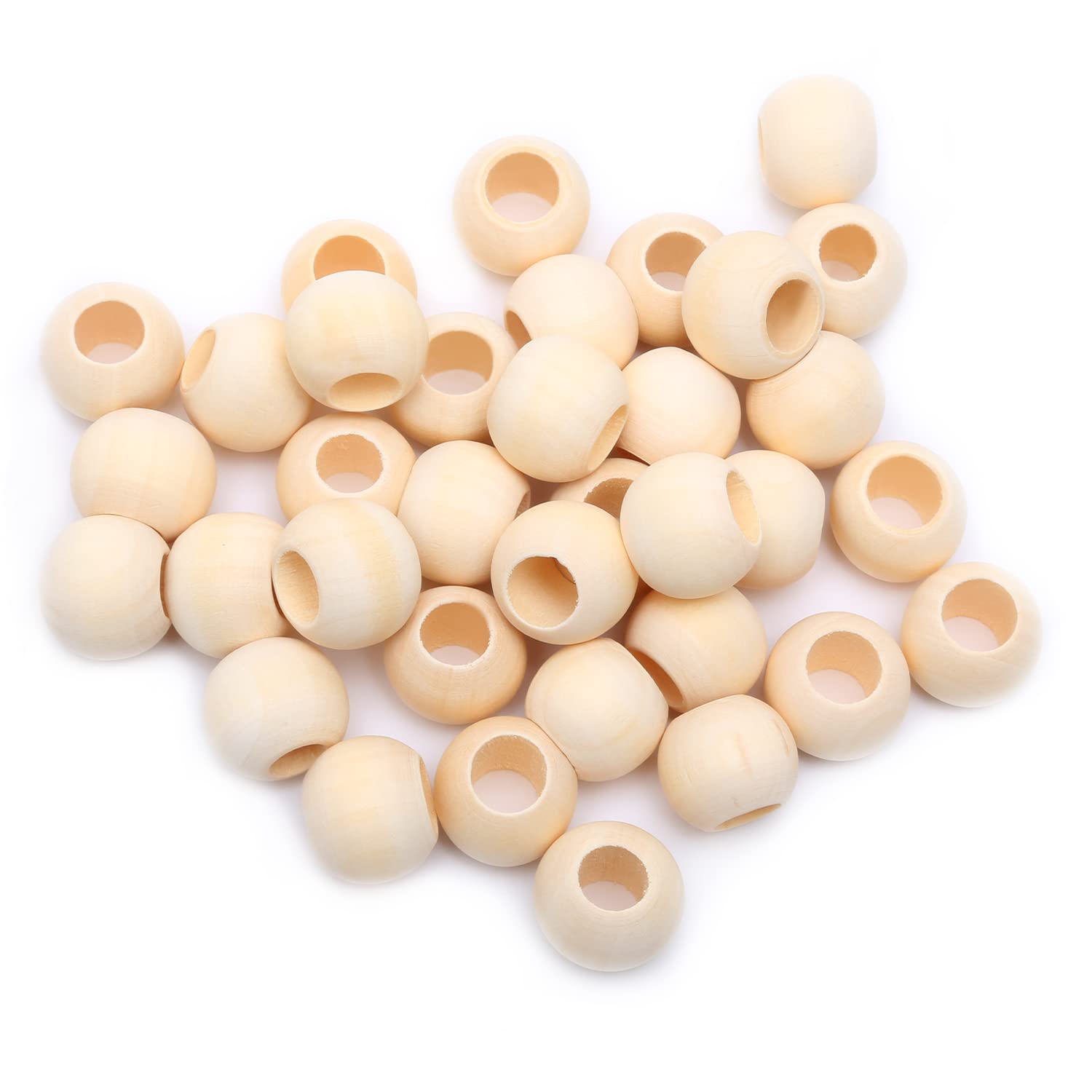Wooden Beads for Crafting, Large Hole Natural Wood Beads for DIY Craft Making, Small Bead 20mm x100, 10mm Hole