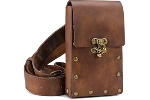 SUMGOGO Belt Pouch Waist Bag Fanny Pack Medieval Vintage Leather Pouch Cellphone Holder Holster Carry Belt Purse Pocket Casual Hiking Festival Renaissance Faire Costume Props Travel Wallet (Brown)