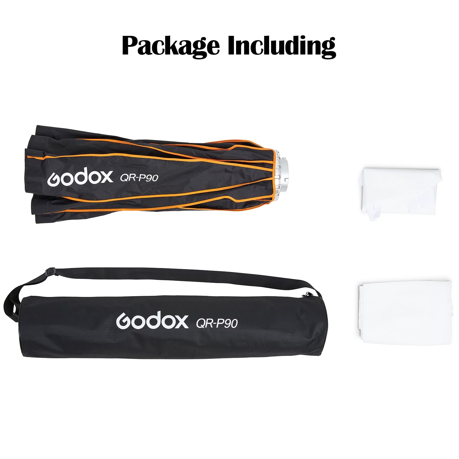 GODOX QR-P90 35.4 Inch/90CM Parabolic Softbox Bowens Mount, Quick Release Parabolic Softbox, with Front & Inner Diffuser SL-60W AD600BM VL150 UL150 SL150II Amaran 100X 200D 200X