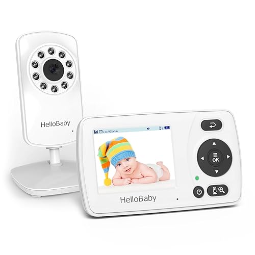 Hellobaby HB30 Video Baby Monitor with Digital Camera and Audio, No WiFi No  App Safety Baby Monitor, Languages, Auto Night Vision, 1000ft