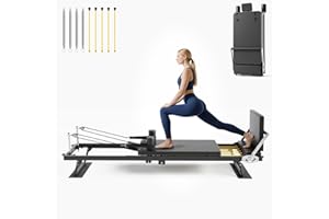 Buytime Pilates Reformer Machine, 91" Foldable Reformer Pilates Machine with Jumpboard and Wire Spings, Reformer Pilates Machine for Home Gym, Black