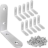 LuckIn 20-Pack Corner Brackets 2 Inch, L Brackets for Shelves, Wood, Furniture, 304 Stainless Steel Corner Brace with Screws