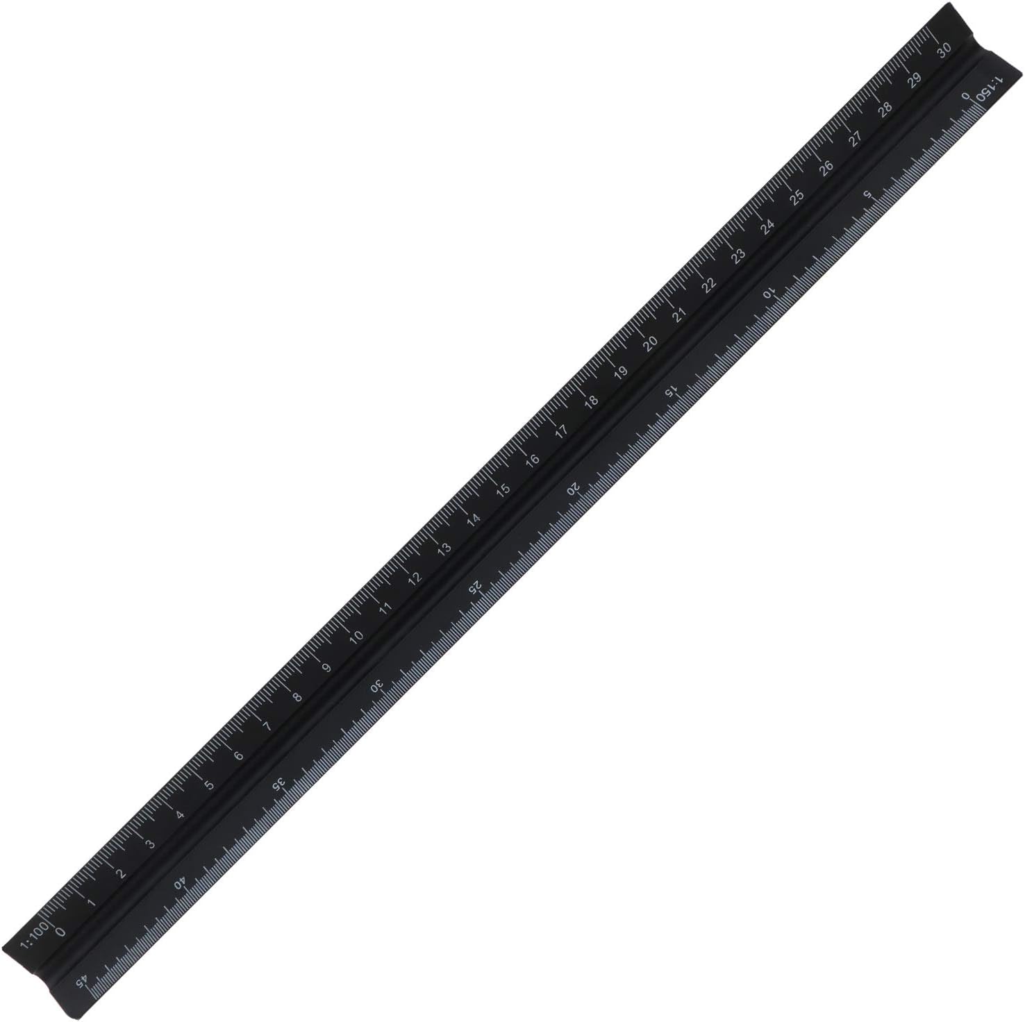 OTOTEC Triangular Scale Ruler 30cm Black Aluminum Alloy Metric Ruler 1:20 1:25 1:50 1:75 1:100 1:150 for Architect Drafting Engineer Measuring Tools