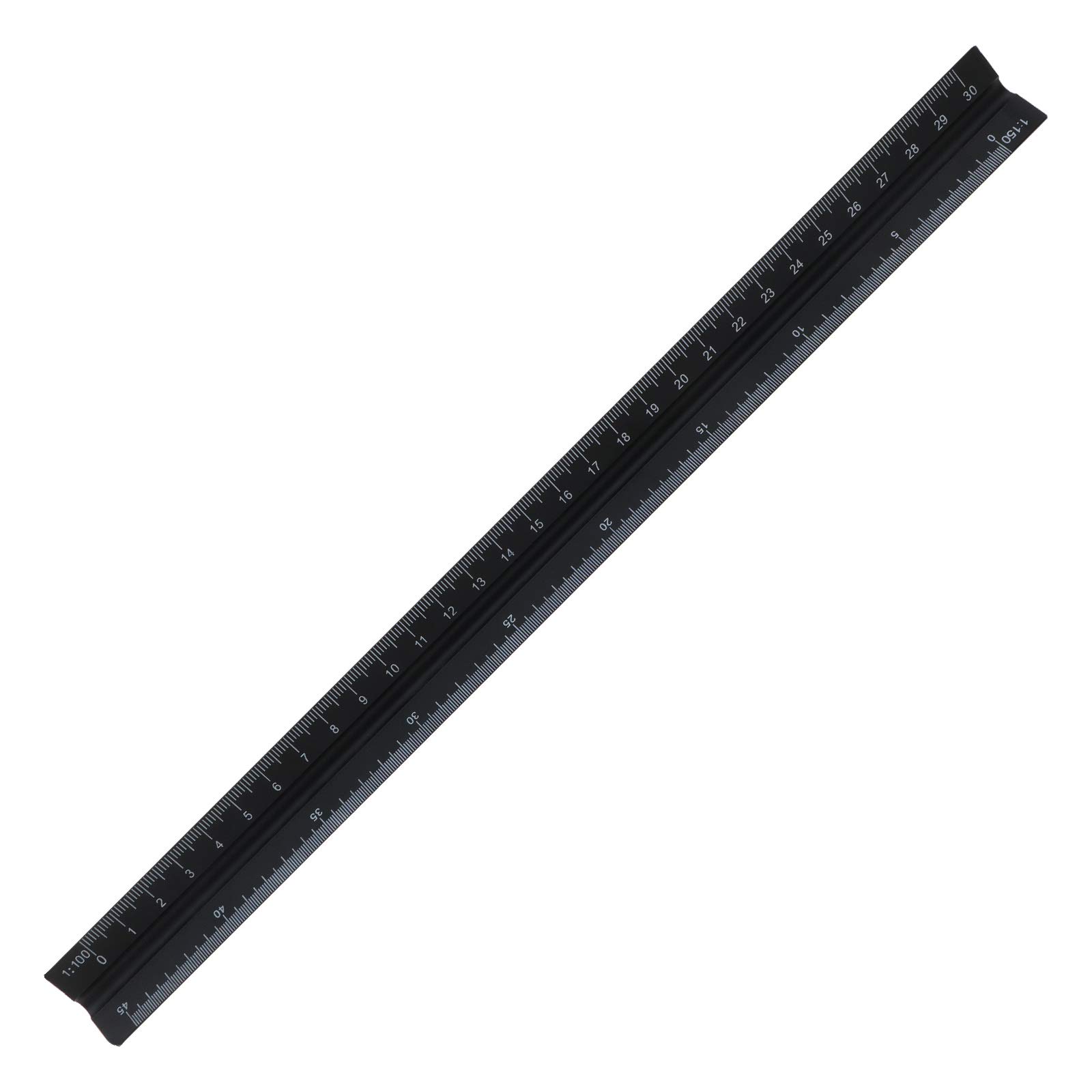 OTOTEC Triangular Scale Ruler 30cm Black Aluminum Alloy Metric Ruler 1:20 1:25 1:50 1:75 1:100 1:150 for Architect Drafting Engineer Measuring Tools
