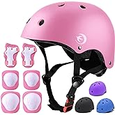 Kids Helmet Set with Knee Pads Elbow Pads Wrist Guards,Adjustable Helmet for Toddler Kids&amp;Youth,3~14yrs Girl Boy Kids Protective Gear Set for Roller Skate Scooter Inline skatings Longboard
