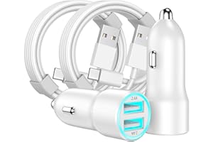 MATSUSHO USB Car Charger for iPhone 16, 2 Pack 4.8A Fast Charging Dual USB Cigarette Lighter Adapter with 3FT USB to USB C Car Carplay Charging Cord for iPhone 16/16 Plus/16 Pro/16 Pro Max/15/15 Pro/15 Pro Max