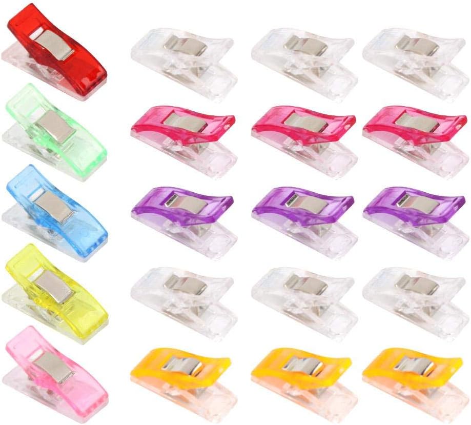Starnearby 20Pcs Sewing Clips Quilting Crafting Clips Plastic Wonder Clips No Pins Clips for Crochet Knitting Safety Clip Random Color