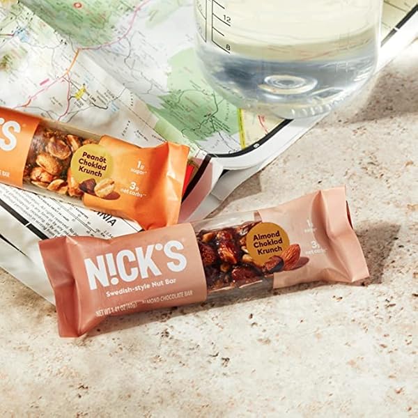 N!CK’S PEANUT CRUNCH KETO NUT BAR, NO ADDED SUGAR, 3G NET CARBS, 7G PROTEIN, 180 CALORIES, VEGAN CHOCOLATE, KETO CANDY, GLUTEN FREE, LOW CARB SNACK, BULK SAVING (PACK OF 30) 40.0 GRAMS