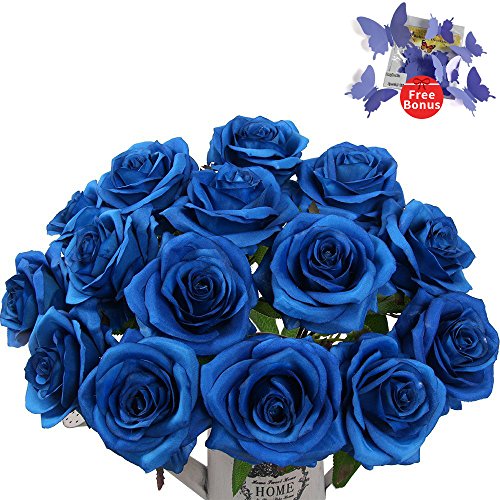Artificial Flowers AmyHomie Silk Roses Bouquet Home Wedding Decoration Pack of 15