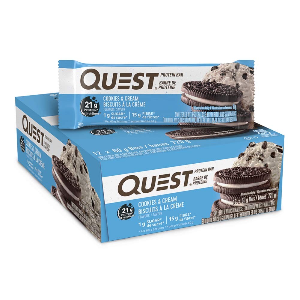 Quest Nutrition Cookies & Cream Protein Bar, High Protein, Low Carb
