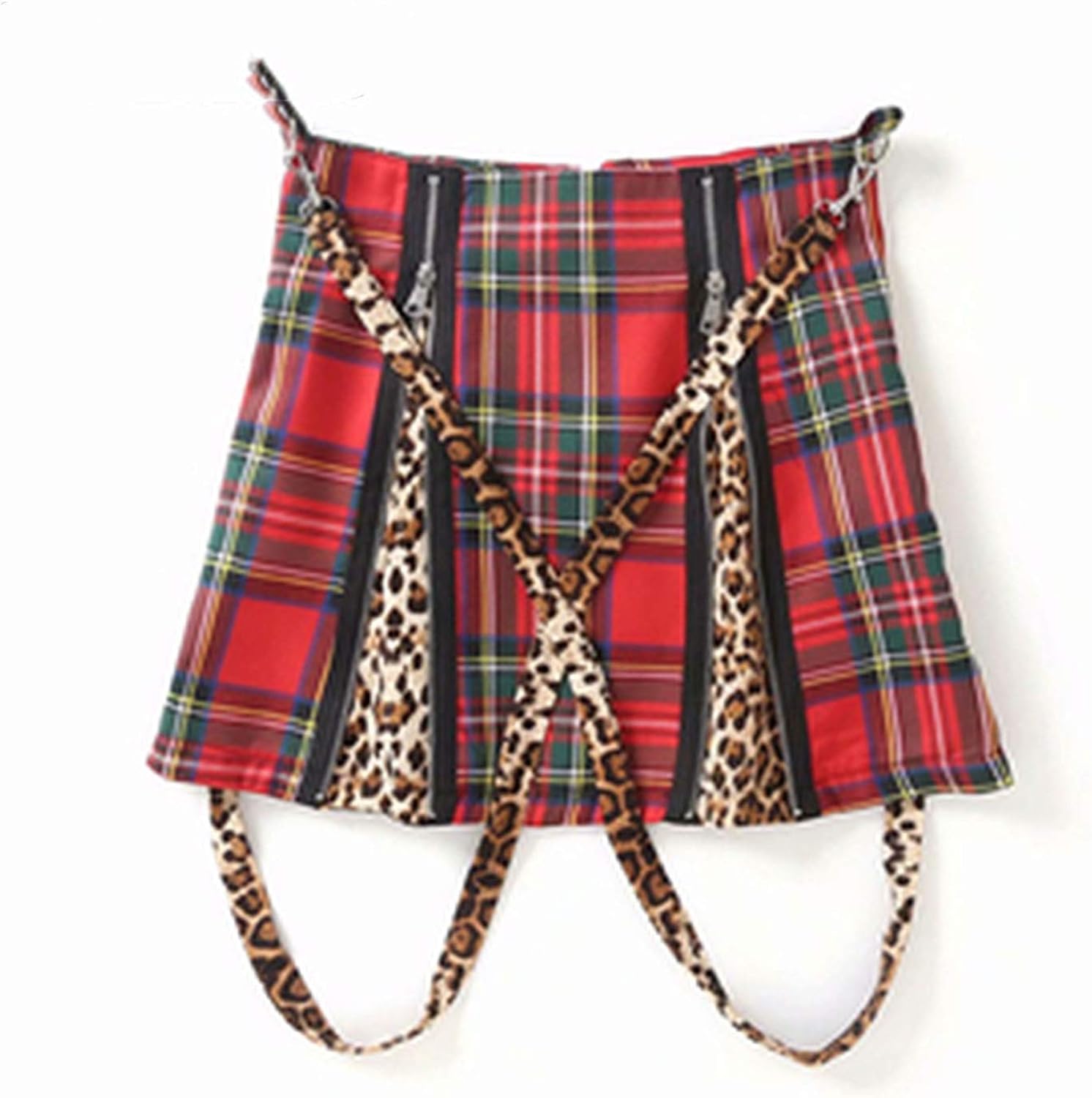 red leopard pleated skirt