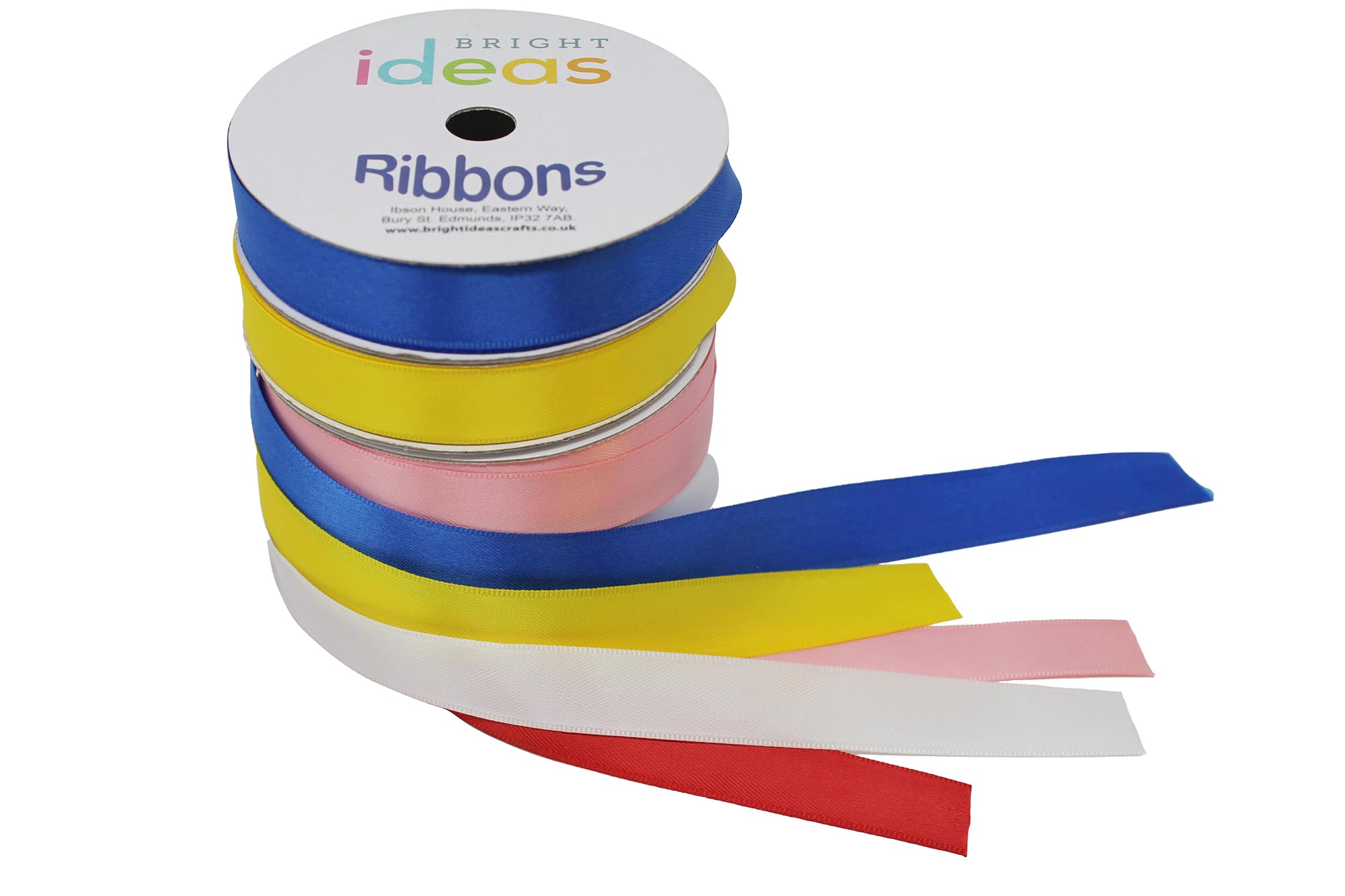 Bright Ideas 15mm Satin Ribbon Spools 5 x 20m Assorted