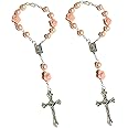 2 Pieces Car Rosary Car Mirror Hanging Accessories,Car Rosary⨯ Pendant Car Interior Accessories,Car Rearview Mirror Hanging Ornament for Mirror Interior Decors (Pink)