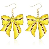 Baseball Softball Bow Earrings for Women Bow Dangle Earring Fan Jewelry with Sporty Game Day Earrings Baseball Softball Party Favors Player Jewelry Gifts