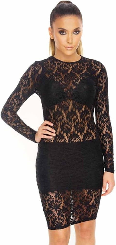 WantMyLook womens Berlin Lace Dress Black