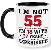 YSHMKB 55th Birthday Coffee Mug, 55 year old Birthday Gift Ideas for Men Women Her Him, Red Black 11oz