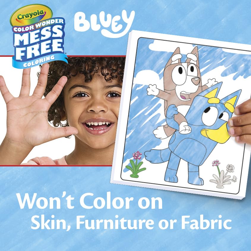 CRAYOLA Color Wonder Kit Attività Bluey – Pennarelli Inchiostro Invisibile E Album Da Colorare, 27 Pagine, 8 Pennarelli, Adesivi, Senza Macchie