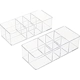 iDesign Divided Bathroom Vanity Organizer for Bathroom, Kitchen, Bedroom, Office, Set of 2, 7" x 3" x 5", Clear