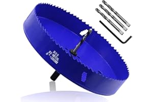 Seimneire 8 Inch Hole Saw with Heavy Duty Arbor, 1.2 Inch Cutting Depth HSS Bi-Metal Hole Drilling Cutter for Smoothly Cutting in Wood Cornhole Boards Plastic Drywall & Thin Metal