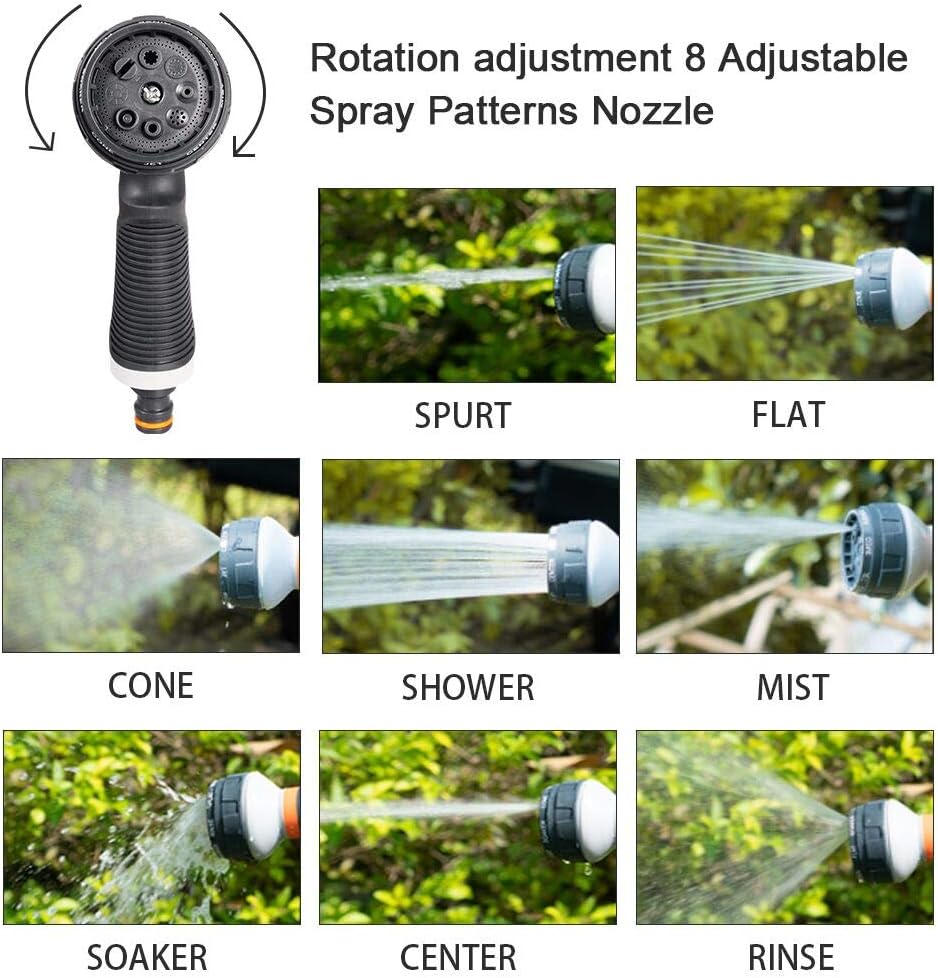 VICKMALL Hose Spray Gun with Hose Connector 8 Adjustable Patterns Hose Gun High Pressure Hose Nozzle with Flow Control Garden Hose Spray Gun for Watering Plants and Lawns Washing Cars and Pets - Image 3
