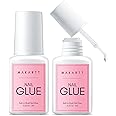 Makartt Quick Nail Glue for Press on Nails: Acrylic Nail Tips-Fake Nails-Salon Quality Strong Brush On Nail Glue-Quick Dry Easy Application No Need for Nail Lamp Durable & Long-Lasting 7ML 2Pcs