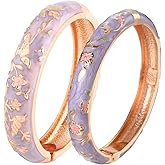 UJOY Colors Handcraft Jewelry Cloisonne Bracelet Enamel Bird Spring Hinged Womens Bangles Gifts Box 55C49
