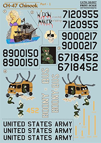 DECAL FOR AIRPLANE CH-47 CHINOOK AIRCRAFT ACCESSORIES 1/32 PRINT SCALE 32-007