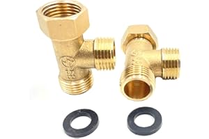 BUMUGUFU 2pcs 1/2" 3 Way Brass Tee Diverter Connector,Outlet Easy Connect Tee Valve for Angled Valve, Bidet, Sprayer, Shower Arm