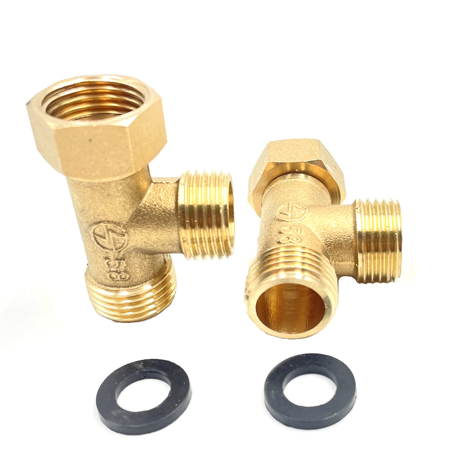 Photo 1 of 2pcs 1/2" 3 Way Brass Tee Diverter Connector,Outlet Easy Connect Tee Valve for Angled Valve, Bidet, Sprayer, Shower Arm