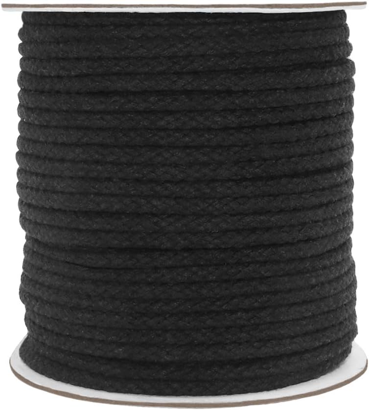Tenn Well Macrame Cord, 5mm 165 Feet Cotton Braided Macrame Rope for Plant Hangers Wall Hangings DIY Crafts (Black)