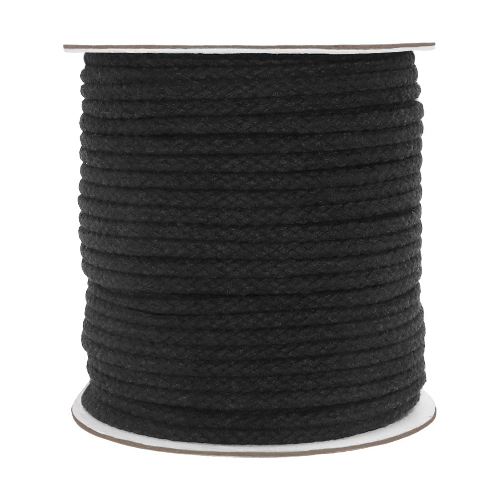 Tenn Well Macrame Cord, 5mm 165 Feet Cotton Braided Macrame Rope for Plant Hangers Wall Hangings DIY Crafts (Black)