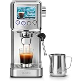 XIXUBX Cold Brew Espresso Machine with Milk Frother, Grey | 20 Bar Italian Pump, Professional Temperature Control System, Food-Grade Materials, Stainless Steel, 42 oz Water Tank