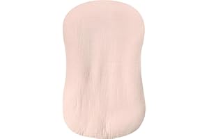 Hooyax Muslin Baby Lounger Cover 1 Pack, 100% Cotton Soft & Breathable Infant Lounger Covers Only for Newborn (Light Pink)