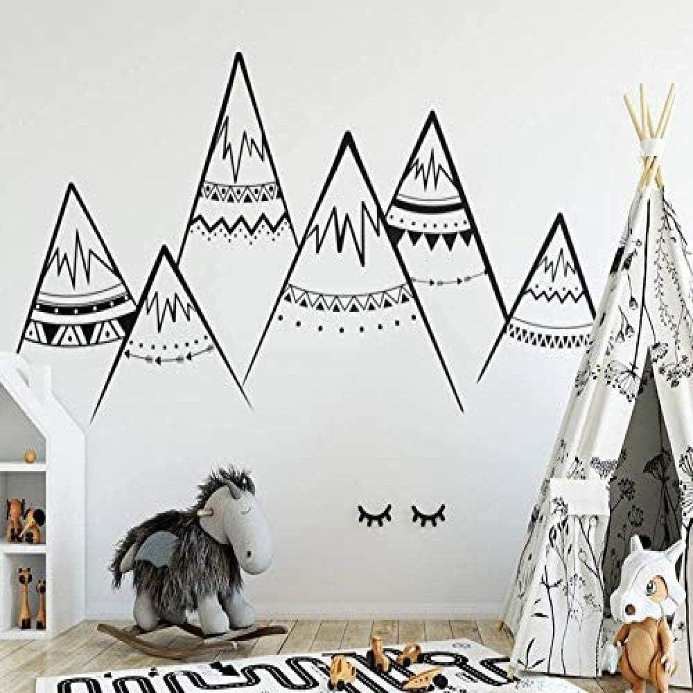 Wall Stickers,Fashion Woodland Tribal Mountains Wall Decal Sacndinavian Nursery Vinyl Fashion Kids Room Decor Removable Murals 117x56cm