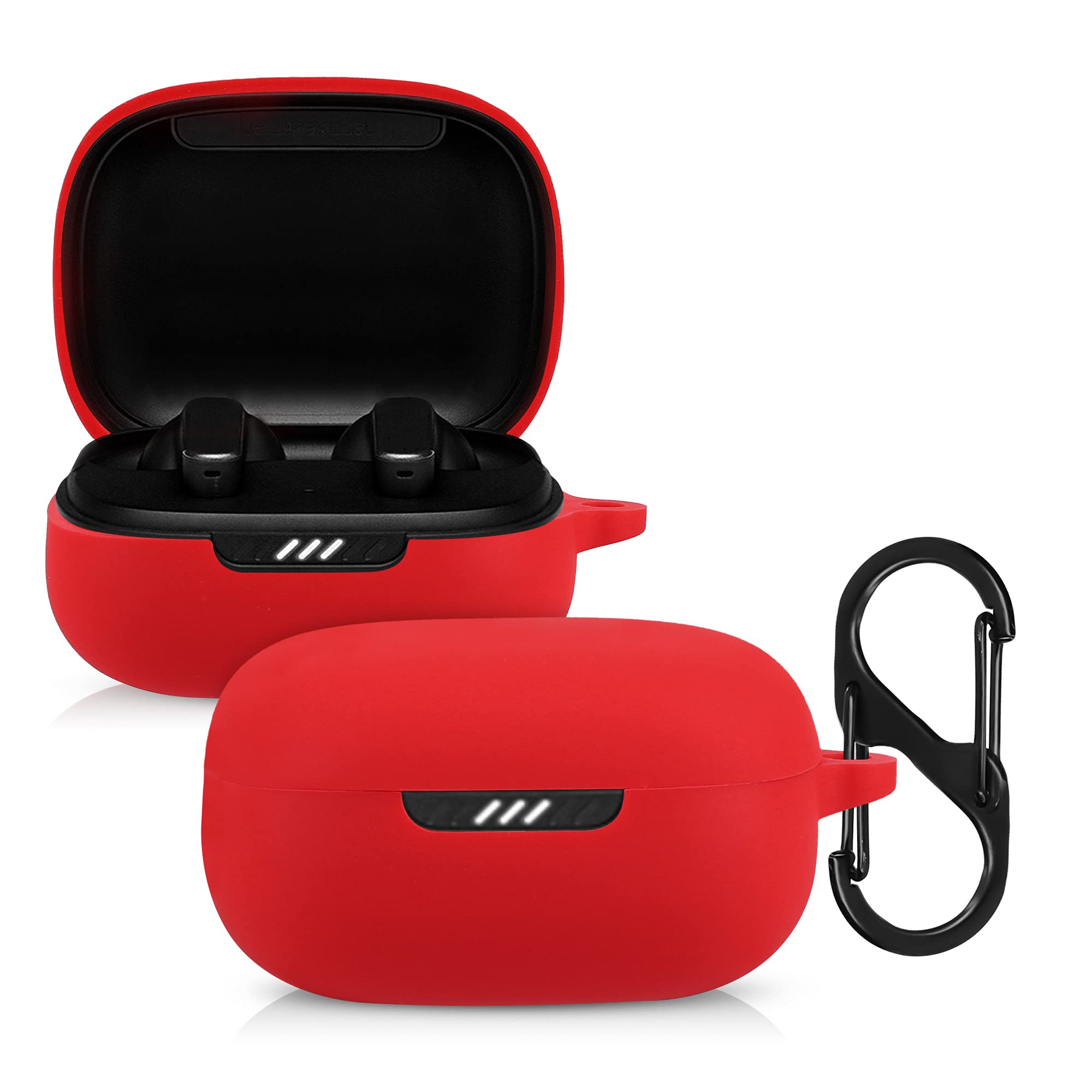kwmobile Case Compatible with JBL Live Pro Plus Case - Silicone Cover Holder for Earbuds - Red
