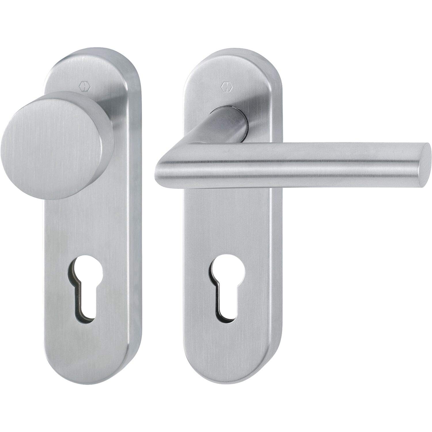 HOPPE 10721522, matt Stainless Steel Object Changing Set Amsterdam on Short Plate PZ