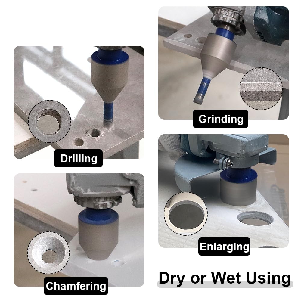 SHDIATOOL Diamantbohrer für Harte Fliesen Finger Fräsen Bits Diamant-Fasenbohrer M14 Gewinde Shaping Schleifen Anschrägung Keramik Fliesen Granit Vergrößern Fase Löcher Säge, 10-35mm 4
