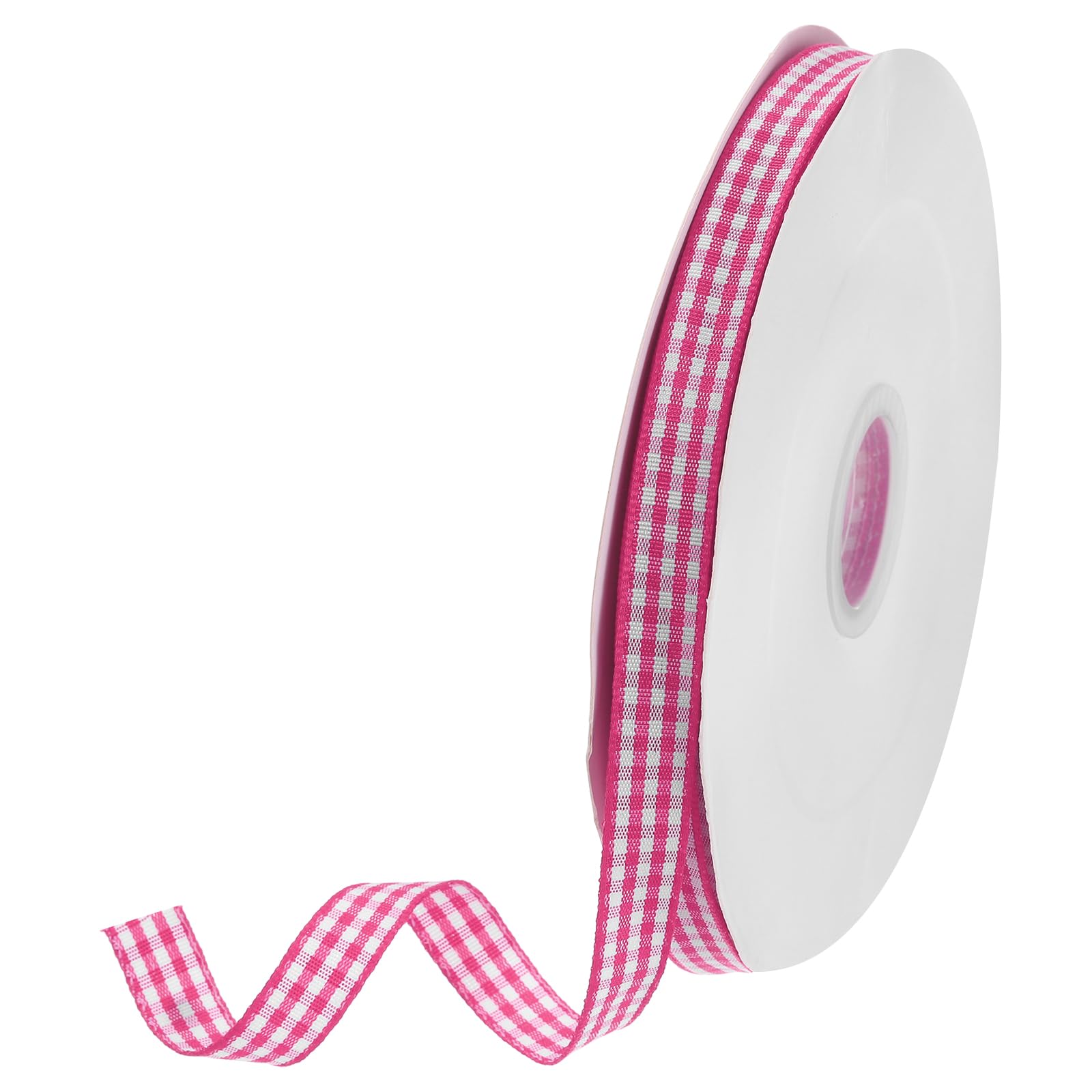 DMiotech 3/8 Inch 50 Yards Gingham Ribbon, Checkered Ribbon Plaid Ribbon for Gift Wrapping Decoration Art Craft DIY, Rose Pink — image 1
