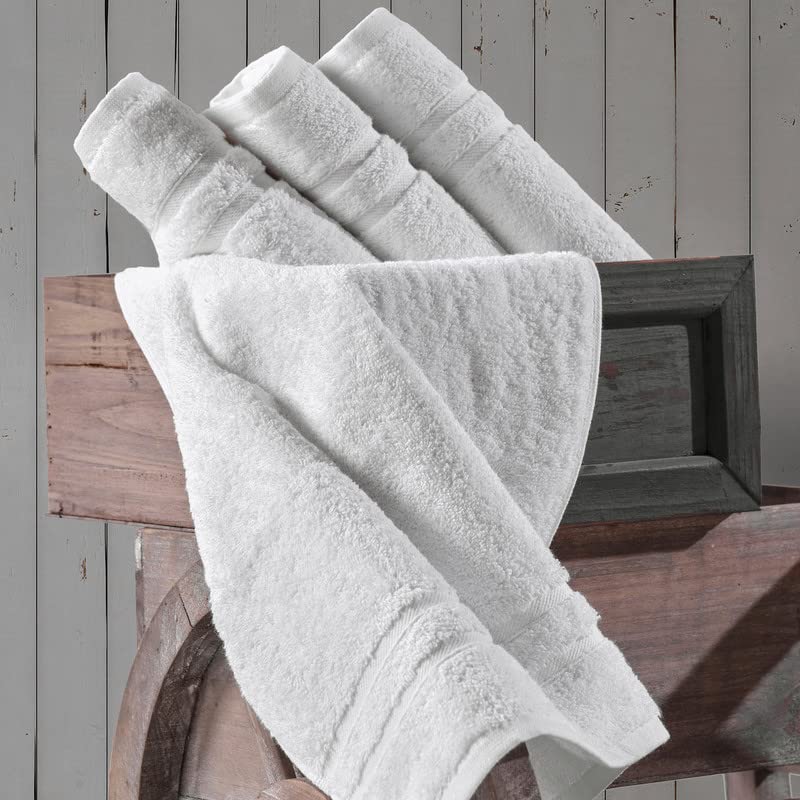 Hammam Linen White Hand Towels 4Pack 16 x 29 Turkish Cotton Premium