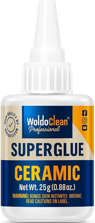 WoldoClean Porcelain Ceramic Super Glue 25g Dishwasher Food Safe Mugs Vases
