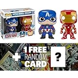 Captain America &amp; Iron Man (f.y.e. Exclusive): Funko POP! x Captain America Civil War Bobble-Head Figure + 1 FREE Official Marvel Trading Card Bundle (91590)