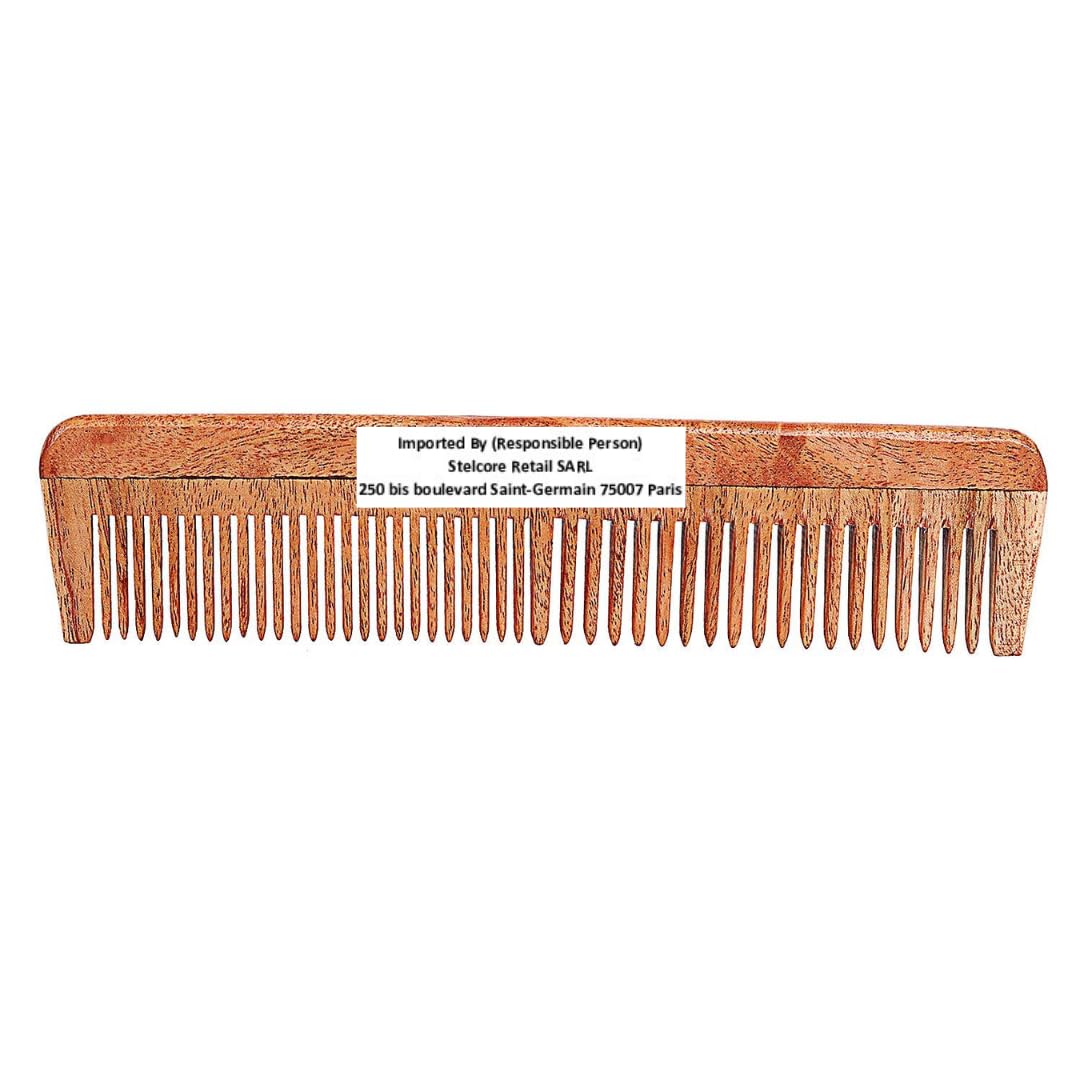 SVATV HANDCRAFTED NEEMWOOD COMB FOR DETANGLING HAIR FOR THICK, CURLY AND WAVY HAIR, NON-STATIC AND ECO-FRIENDLY WITH WIDE TOOTH FOR GROOMING HAIR COMB - (N-79)