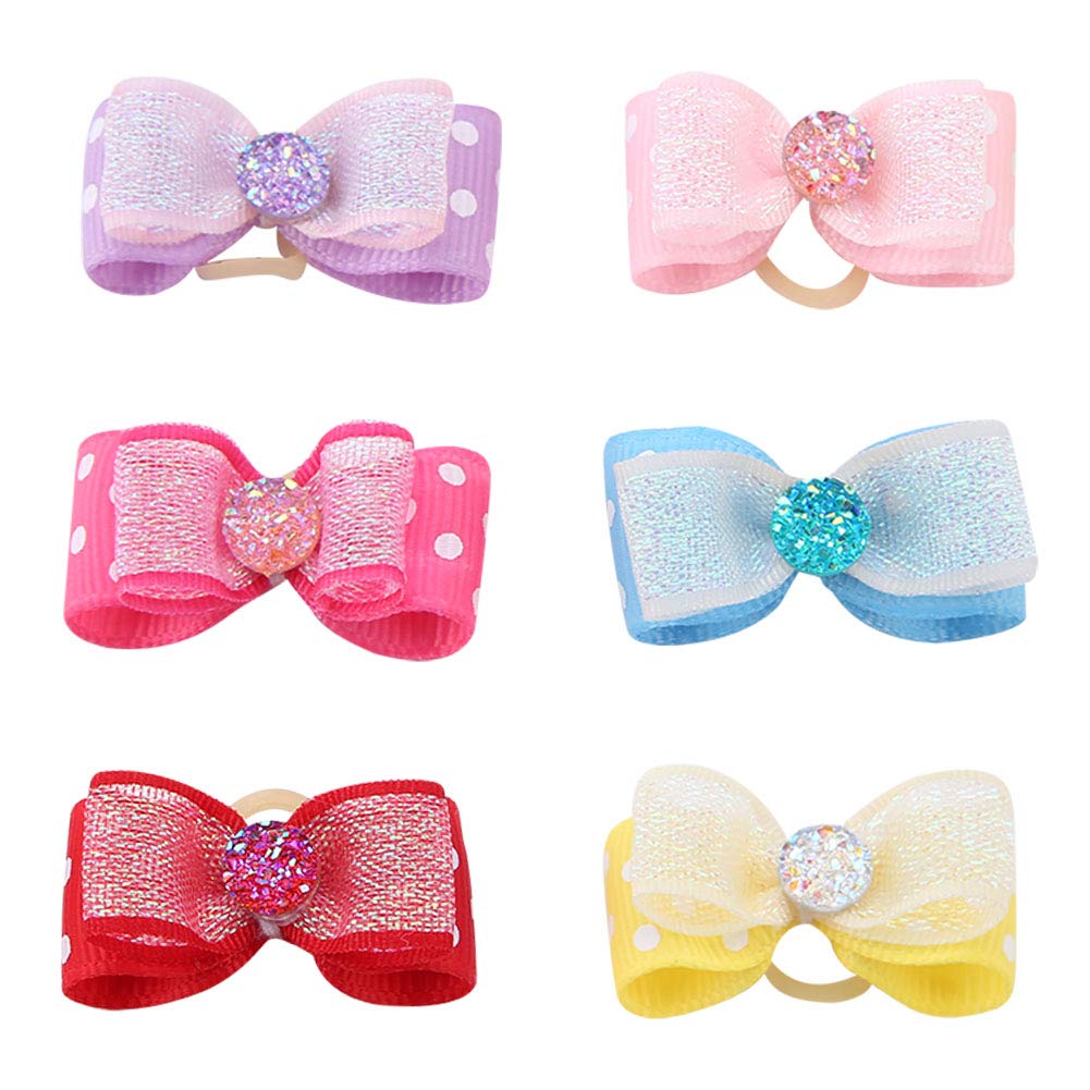 30pcs Shining Rhinestone Dog Hair Bows - Elastic Hair Accessories for Pet Grooming, Suitable for Puppies, Cats & Small Pets