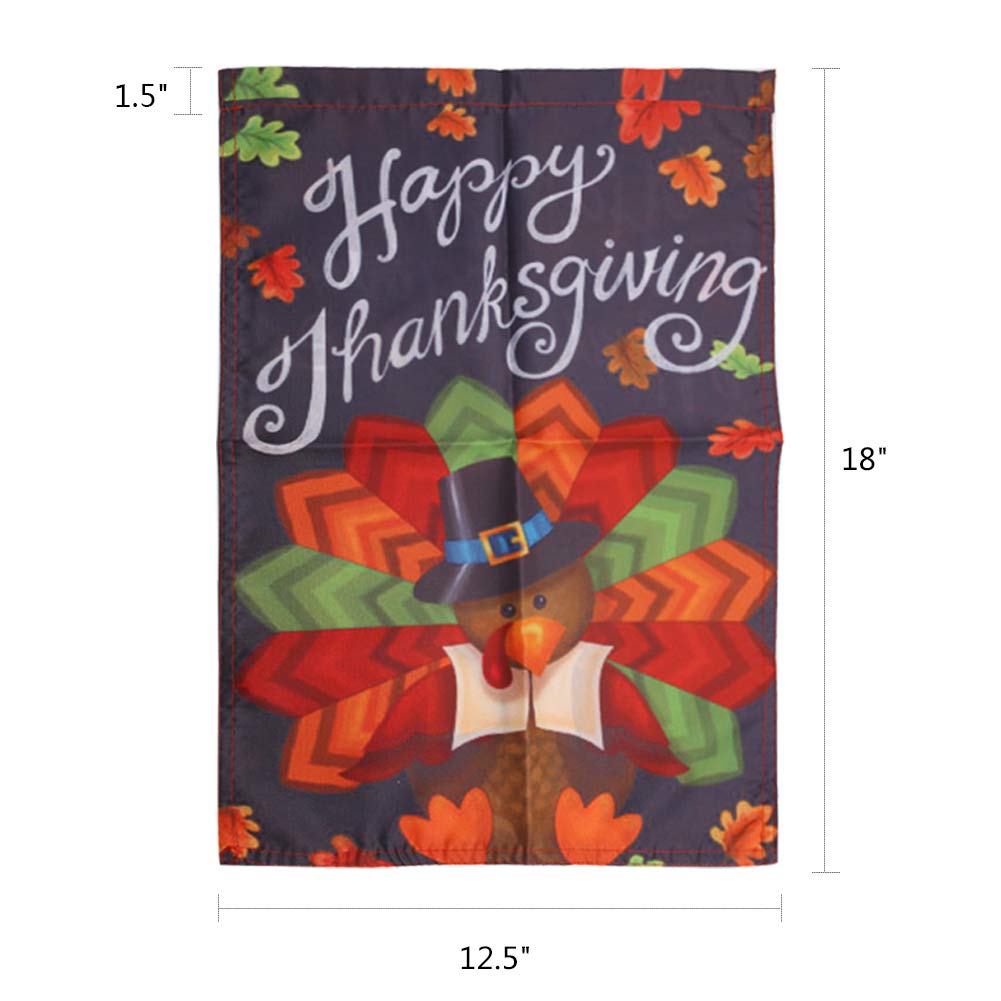 Amor Colorful Turkey Decorative Double Sided Garden Flag 12.5 x 18 Inch, Thanksgiving Holiday Decor Garden Flag