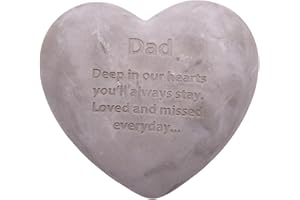 Wowser Heart Shaped Memorial Stone, Sympathy Gift, Remembrance Garden Accent, 6 Inches (Dad)