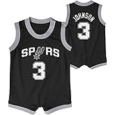 Outerstuff Keldon Johnson San Antonio Spurs Black #3 Newborn Infants Team Color Home Player Bodysuit Romper Fashion Jersey