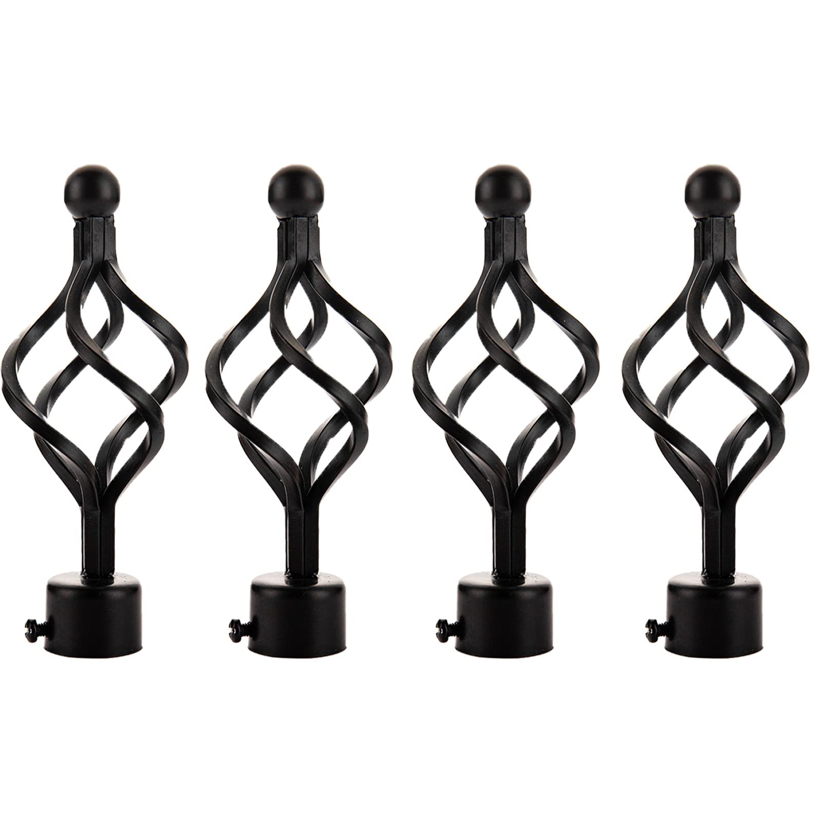 Photo 1 of 4 Pack Window Treatment Finials Curtain Rod End Caps, Long Twisted Shaped Decorative Rod Finials with Screws Fit for 3/4 or 7/8 Inch(18 -22 mm) Diameter Curtain Rod Drapery Rod Replacement Finials