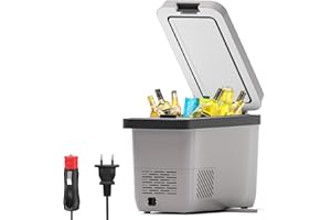 YOKEKON Portable Freezer 12 Volt Car Refrigerator, 17 Quart Portable Car Freezer Compressor Cooler for camping Truck Van RV Camper SUV Boat Travel Camping 0℉~50℉, 12/24V 100/240V AC