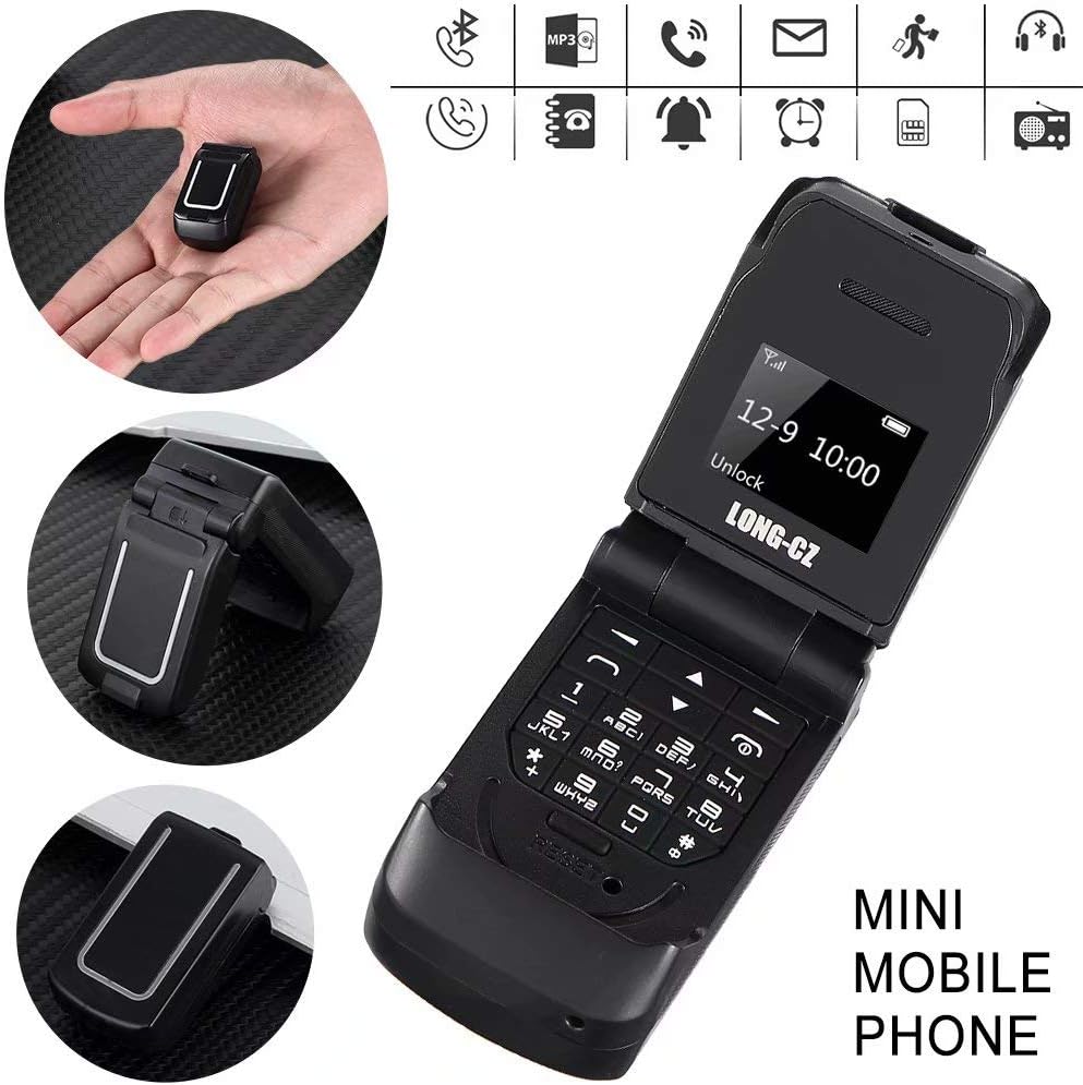 Jinyi Unlocked J9 Black World Mini Smallest Flip Mobile Phone Finger Size